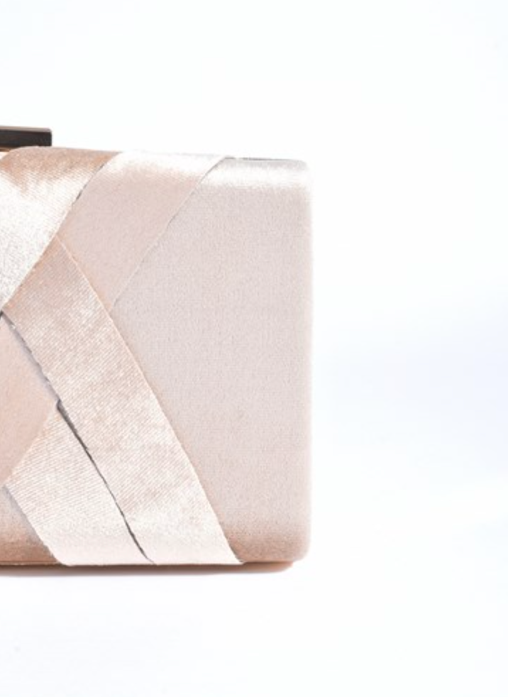 Marjorie Plait Velvet Structured Clutch Nude Bags and Purses Adorne
