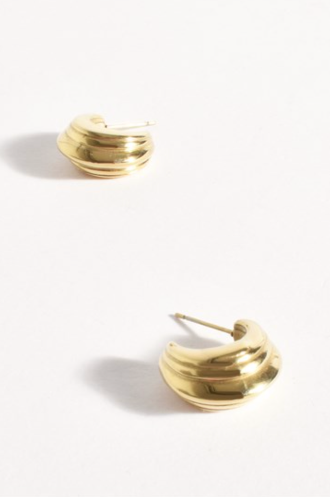 Mini Ribbed Hoop Earrings Gold Earrings Adorne