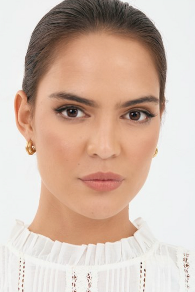 Mini Ribbed Hoop Earrings Gold Earrings Adorne