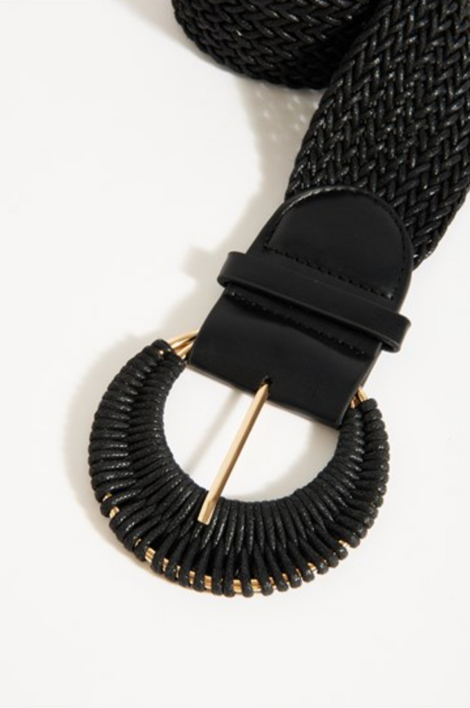 Plaited Cord Covered Buckle Belt Black Belts Adorne