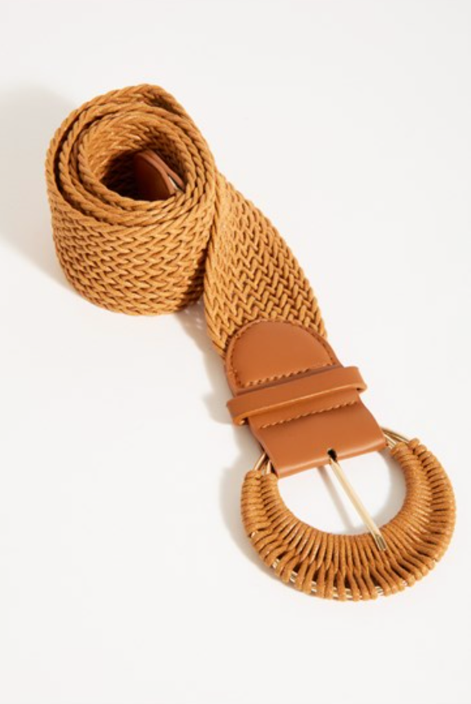 Plaited Cord Covered Buckle Belt Tan Belts Adorne