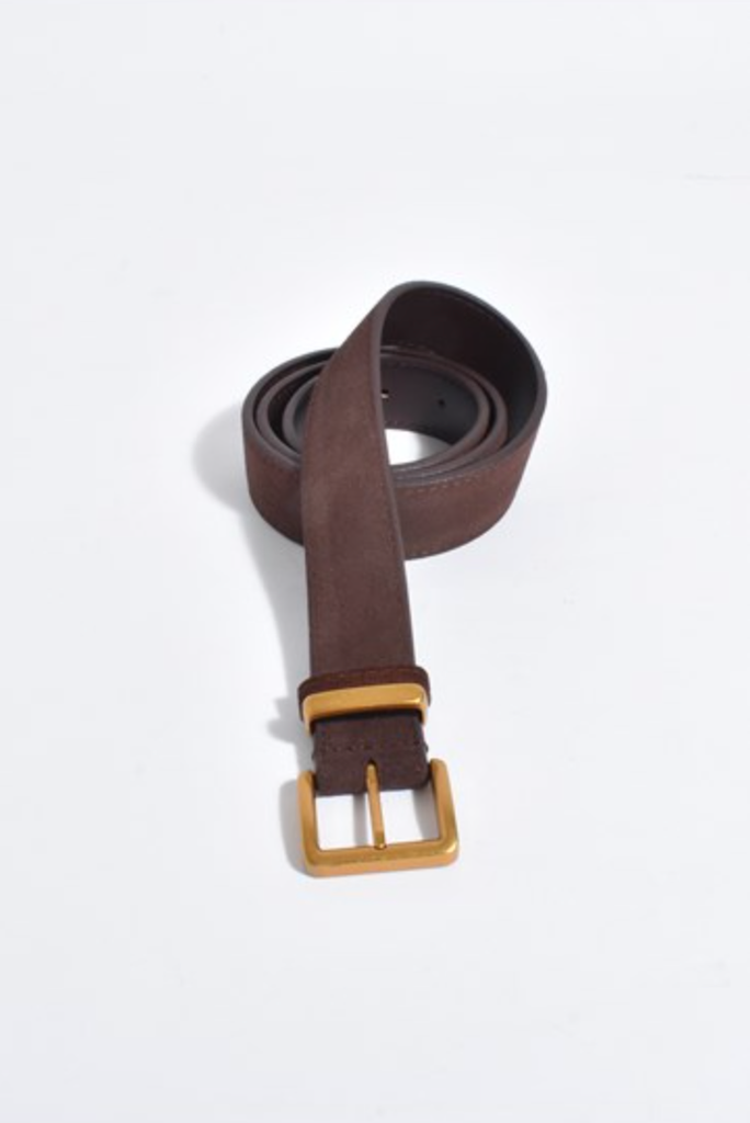 Rectangle Buckle Suede Jeans Belt Chocolate Belts Adorne