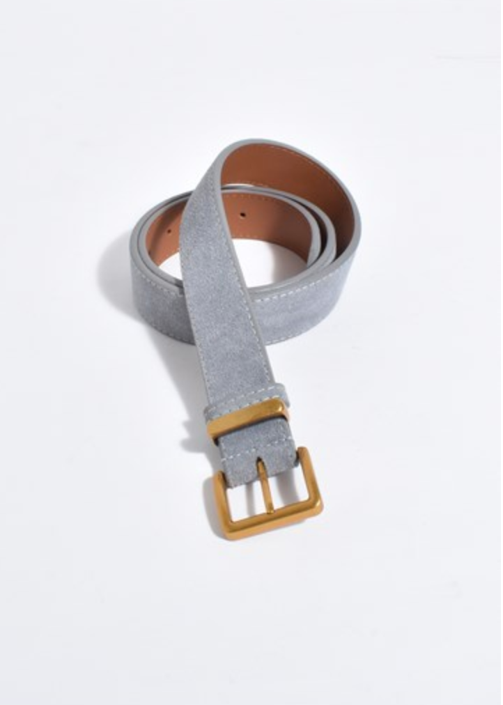 Rectangle Buckle Suede Jeans Belt Grey Belts Adorne