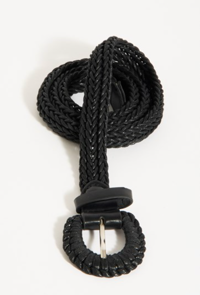 Thin Plaited Cord Covered Buckle Belt Black Belts Adorne