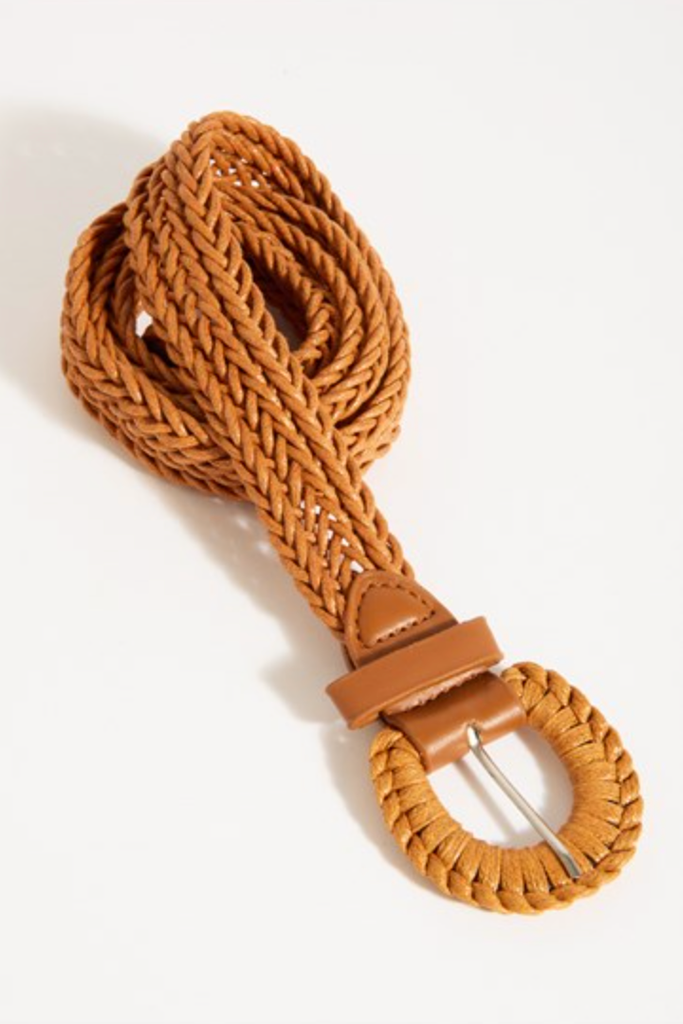 Thin Plaited Cord Covered Buckle Belt Tan Belts Adorne