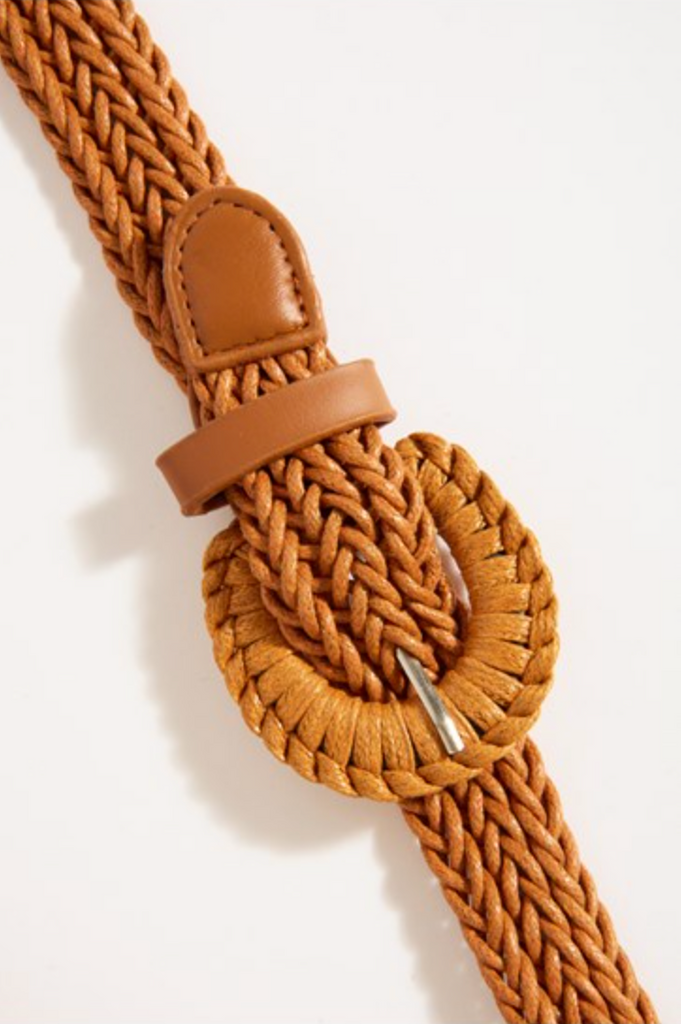 Thin Plaited Cord Covered Buckle Belt Tan Belts Adorne
