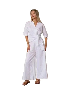 Maddison White Linen Pants Bottoms Valeria Label 8