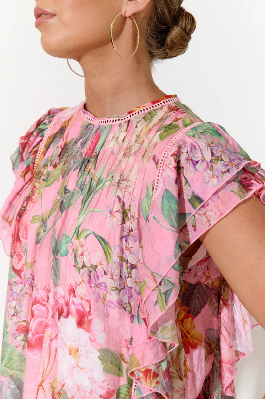 Zendaya Floral Frill Top (Floral) Tops Adorne   