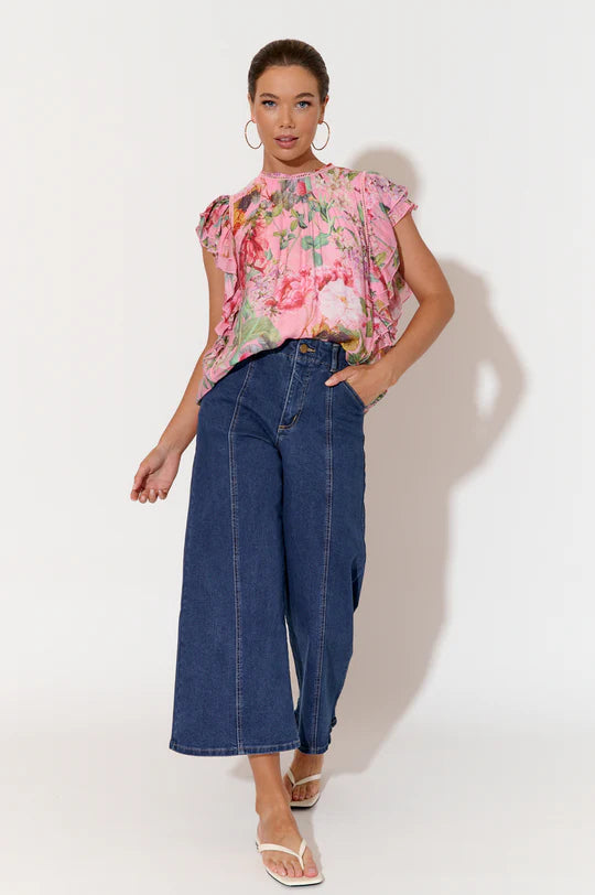 Zendaya Floral Frill Top (Floral) Tops Adorne   