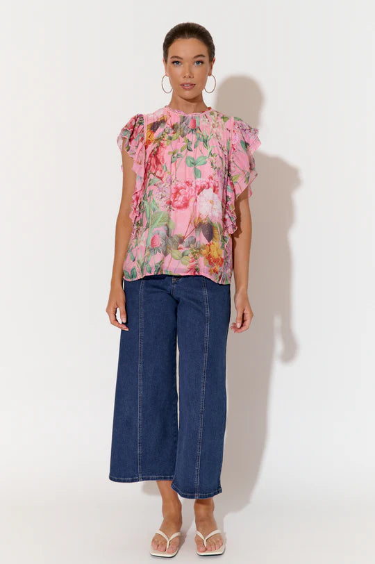 Zendaya Floral Frill Top (Floral) Tops Adorne S(8)  