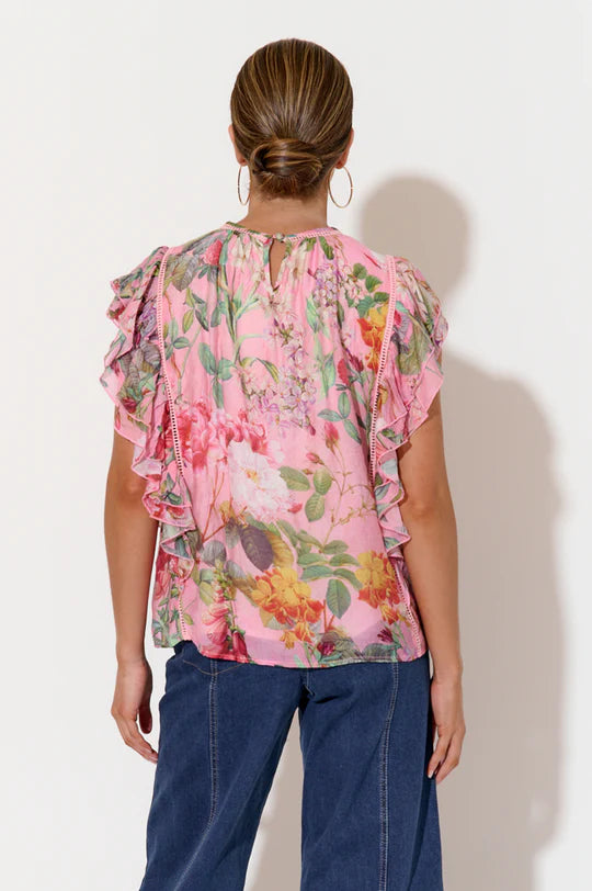 Zendaya Floral Frill Top (Floral) Tops Adorne   