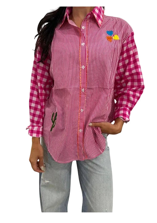 Zoda Embroidery Shirt Pink Country Tops Zoda S/M