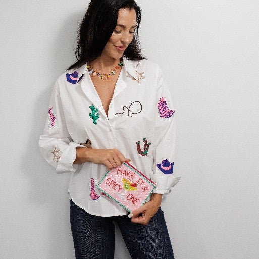 Zoda Embroidery Shirts White Cowgirl Tops Zoda