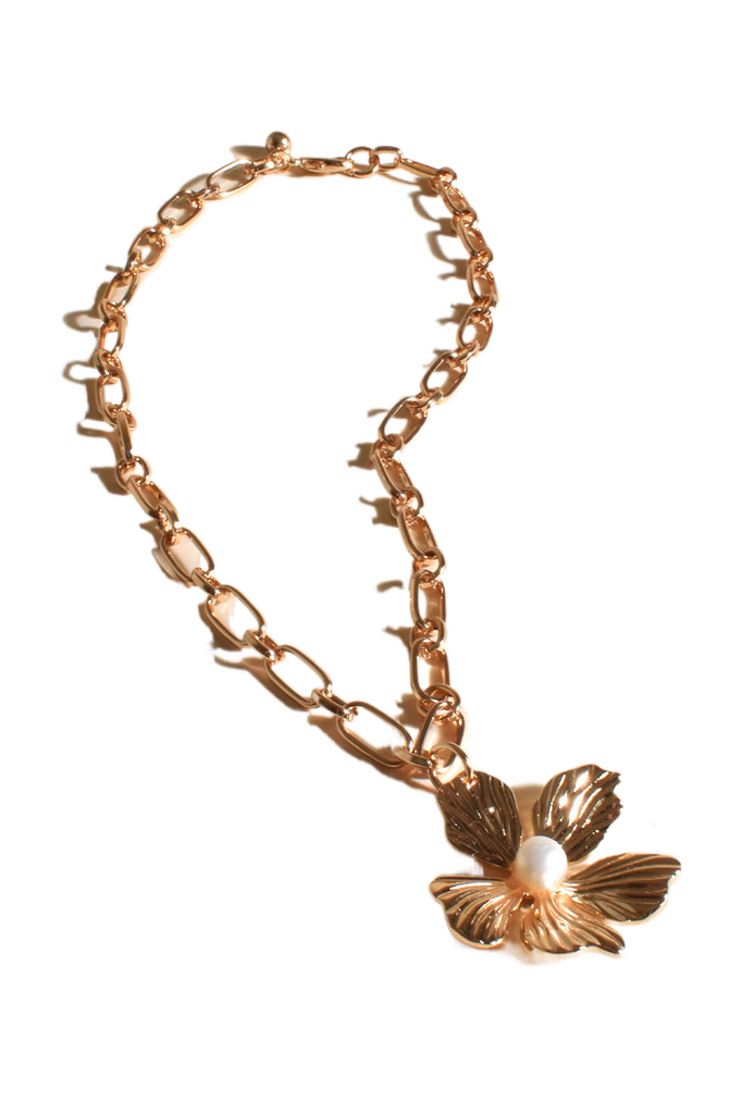 Statement Kalani Orchid Cluster Necklace Gold Necklaces Adorne   