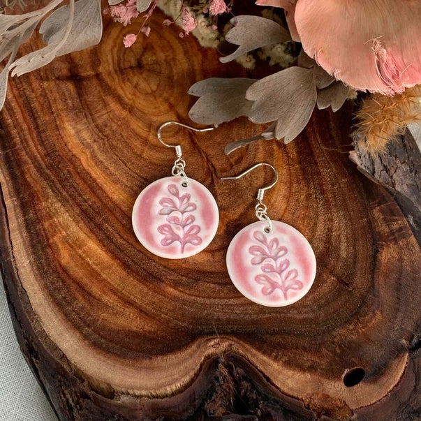Bride Porcelain Earrings Pink Earrings Wolf and Clay
