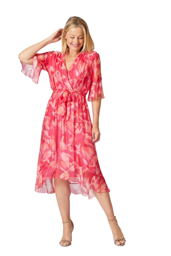 Bella Cross Silk Dress Rose Dresses La Strada   