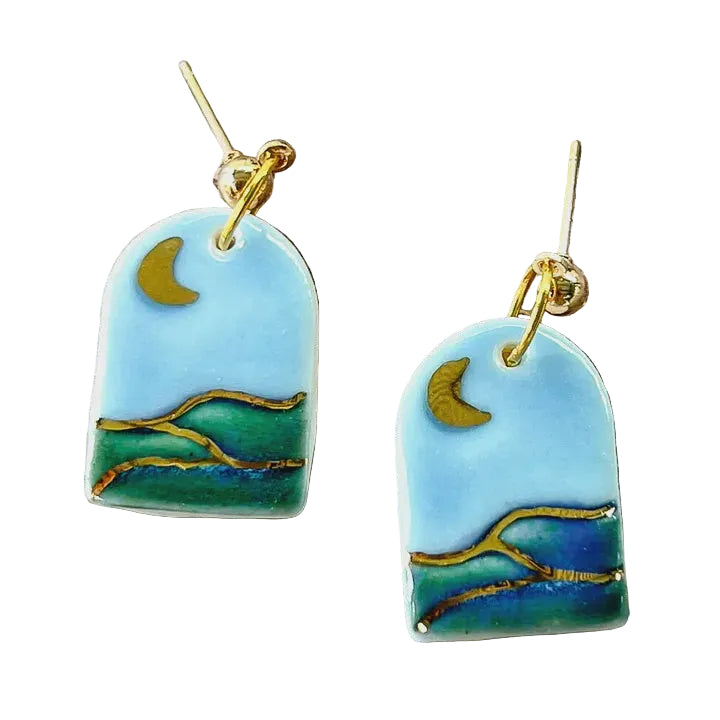 Landscape Ceramic Earrings Earrings Wolf and Clay