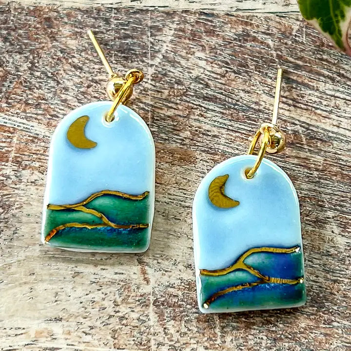 Landscape Ceramic Earrings Earrings Wolf and Clay