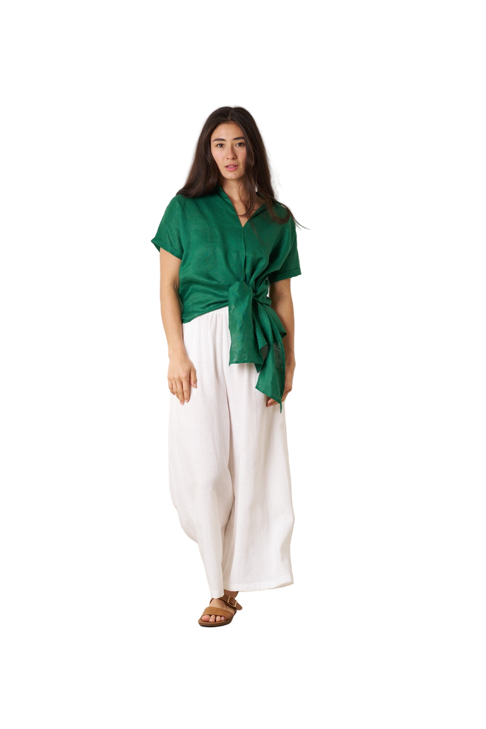 Baker Linen Shirt Emerald Green Tops Valeria Label S(8)