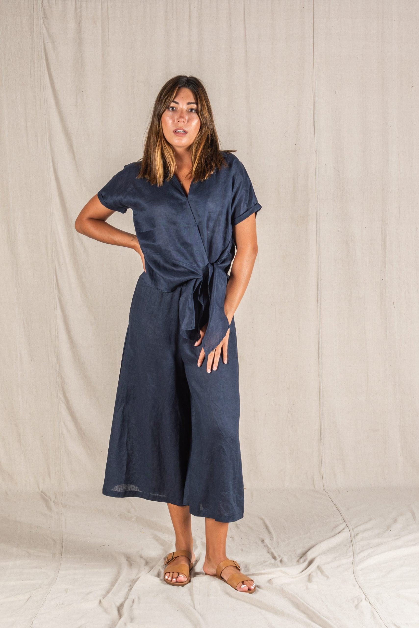 Baker Linen Shirt Black Tops Valeria Label   