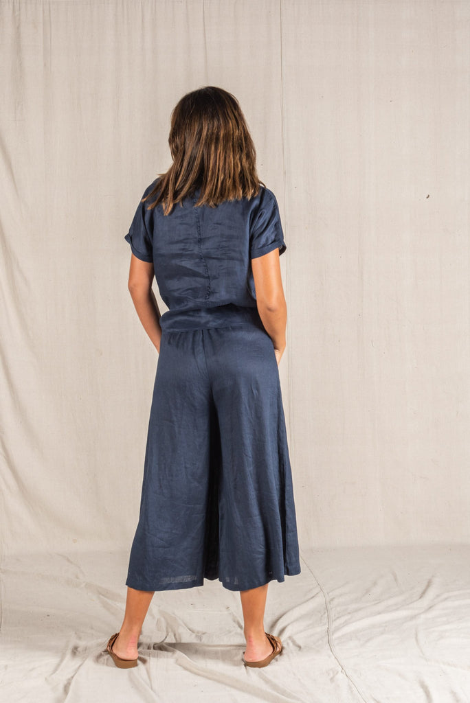 Baker Linen Shirt Black Tops Valeria Label   