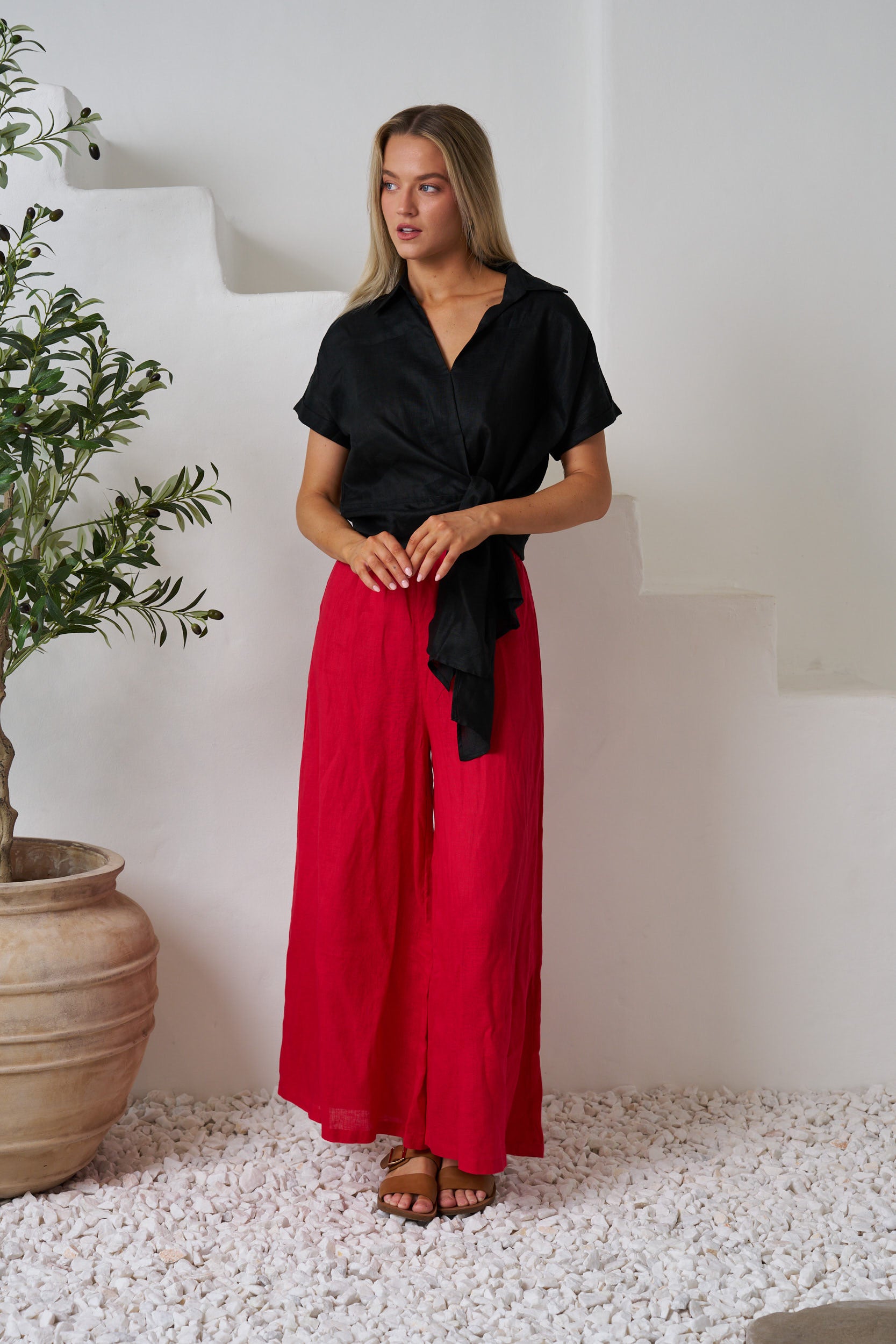 Baker Linen Shirt Emerald Green Tops Valeria Label