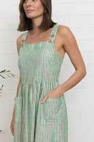 Eadie Dress Green Stripe - Global Free Style