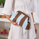 Dumpling Clutch Sky Blue and Chocolate Bags and Purses Annabel Trends