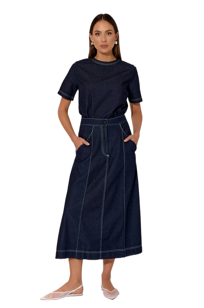 Alexandria Light Weight Denim Skirt Denim Skirts Adorne   