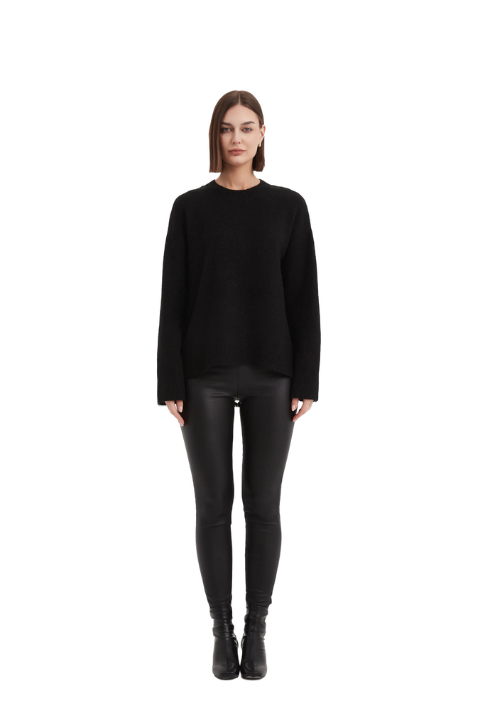 Basic Knit Sweater Black Tops Tirelli   