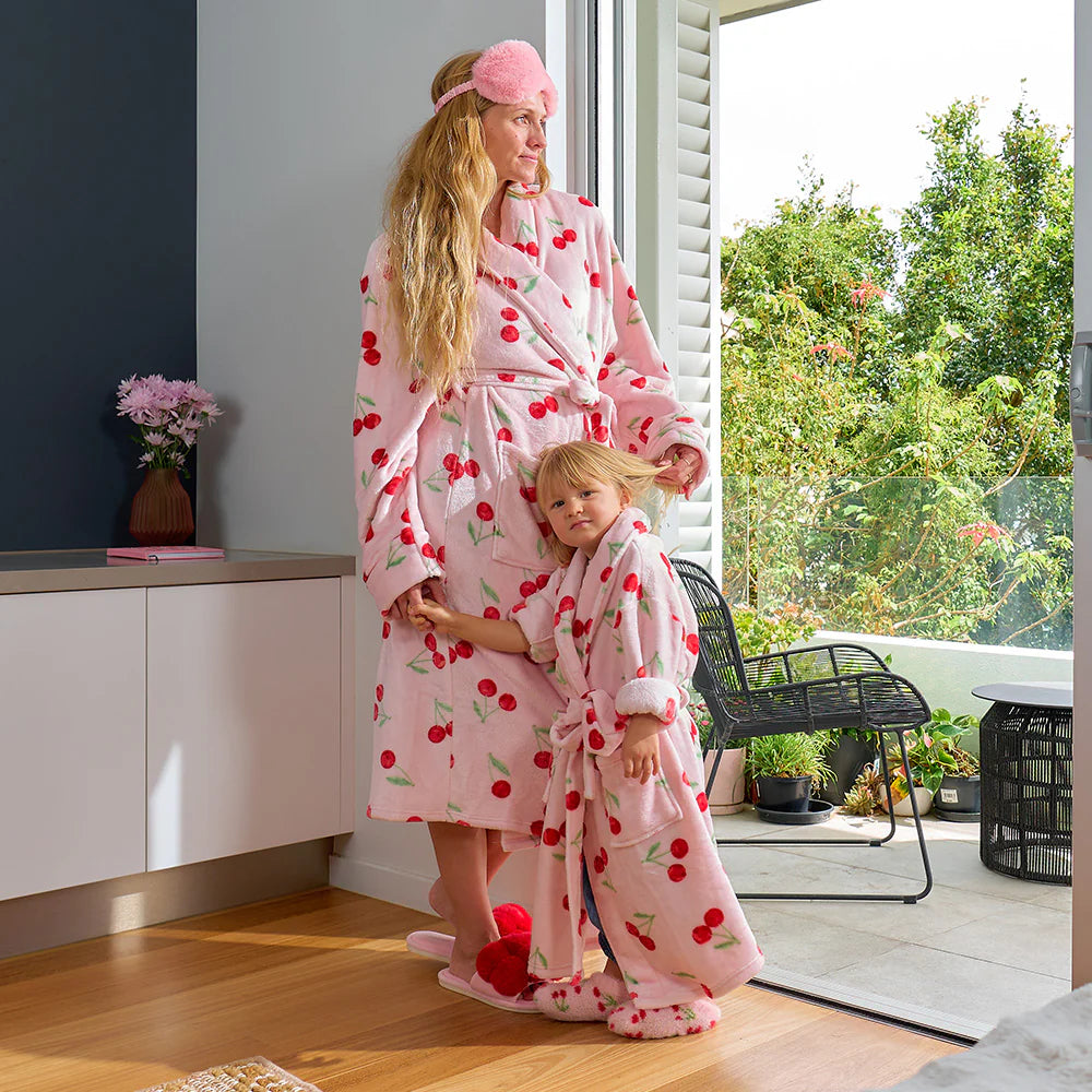 Kids Bath Robe Cosy Luxe Velvet Cherry Body Annabel Trends