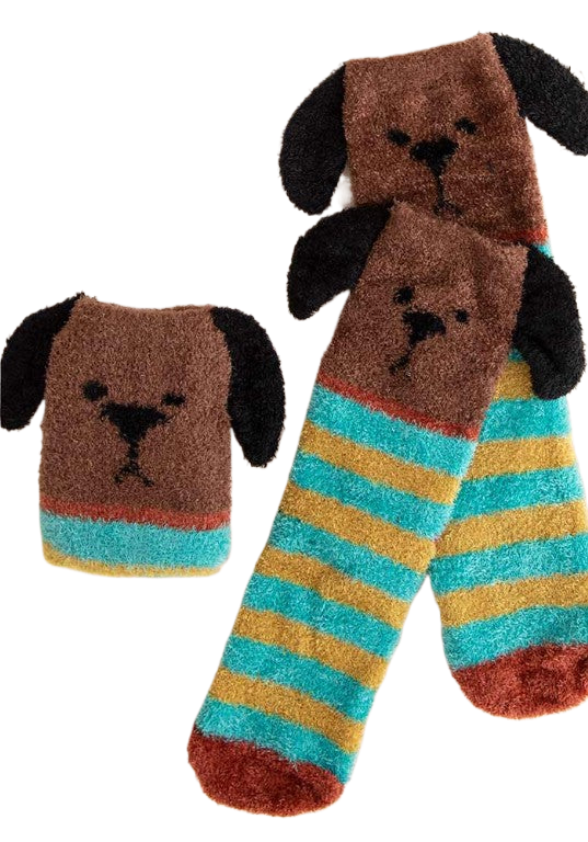 Natural Life Cozy Sock Brown Dog Socks Natural Life   