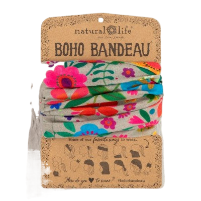 Boho Bandeau Lt Taupe Folk Flower Bandeau Natural Life   