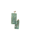 Ceramic Earrings Rectangle olive green - Gold Plated Posts Earrings Wolf and Clay