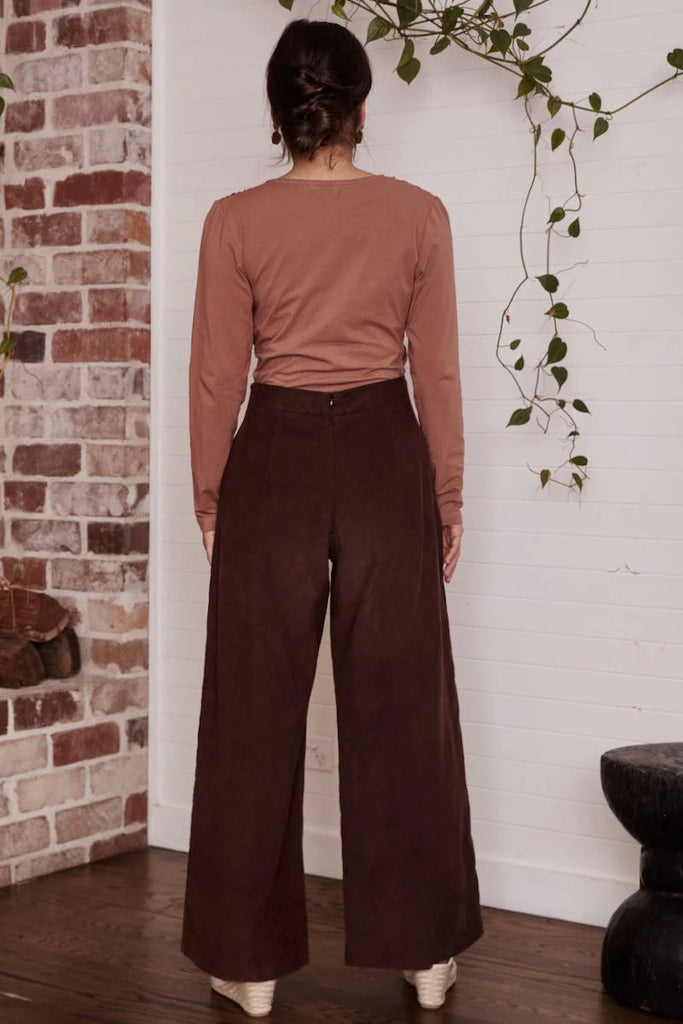 Talia Trouser Corduroy Cacao Bottoms MahaShe   