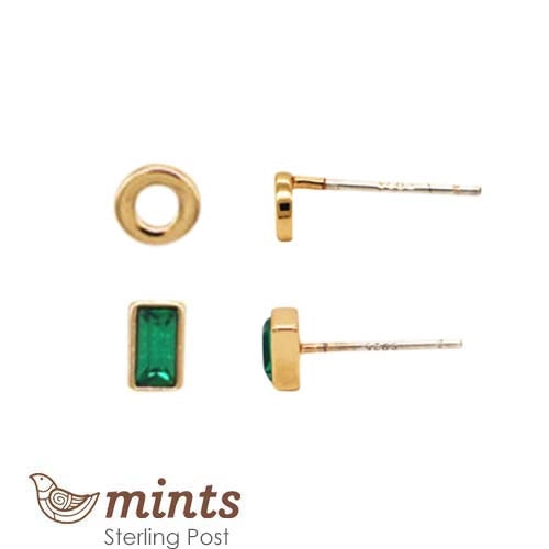 Sprinkle Open Circ/Rect Cry Earring Emerald - Global Free Style
