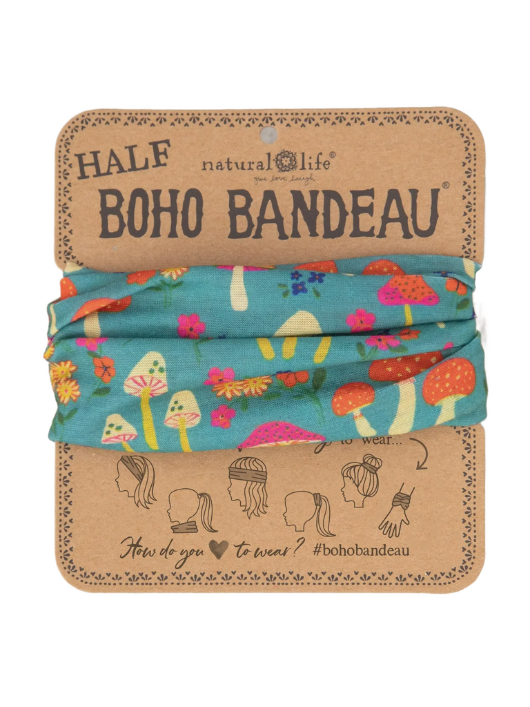 Half Boho Bandeau® Headband - Mushroom Print Bandeau Natural Life   