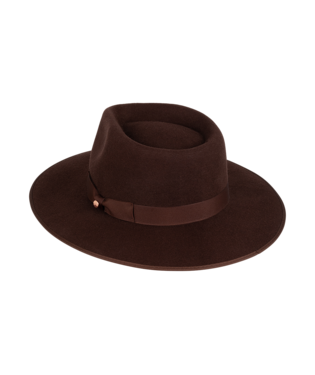 Tara Womens Mid Brim Fedora Chocolate Hats & Millinery Kooringal   