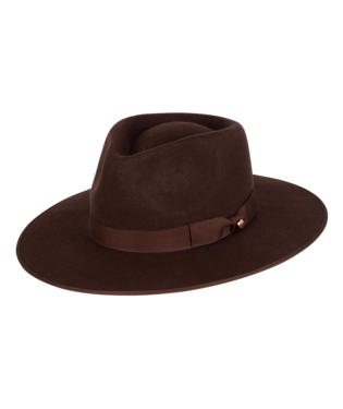 Tara Womens Mid Brim Fedora Chocolate Hats & Millinery Kooringal S  