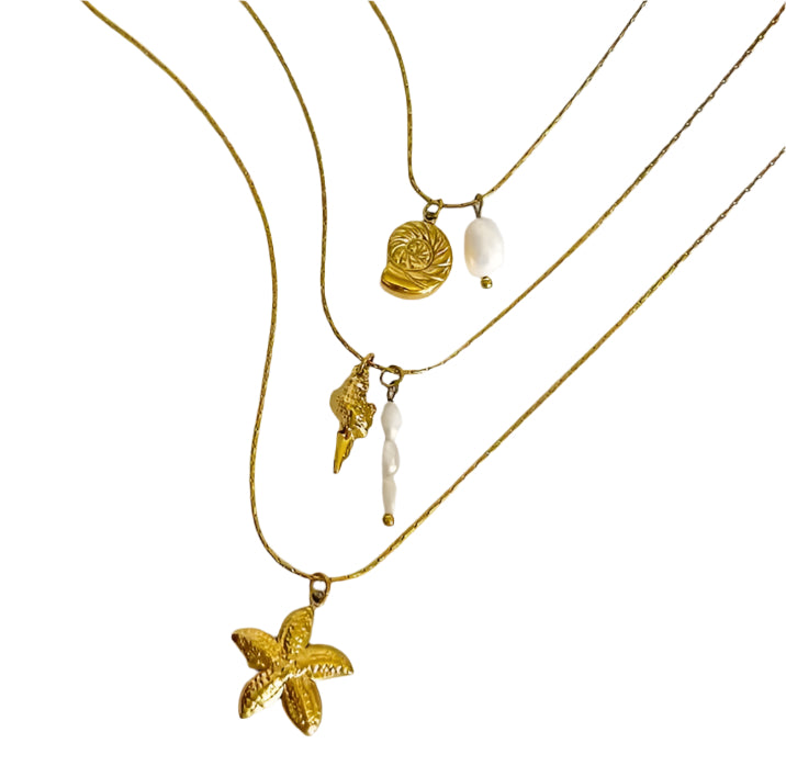 Conch And Pearl Necklace Necklaces Denvi