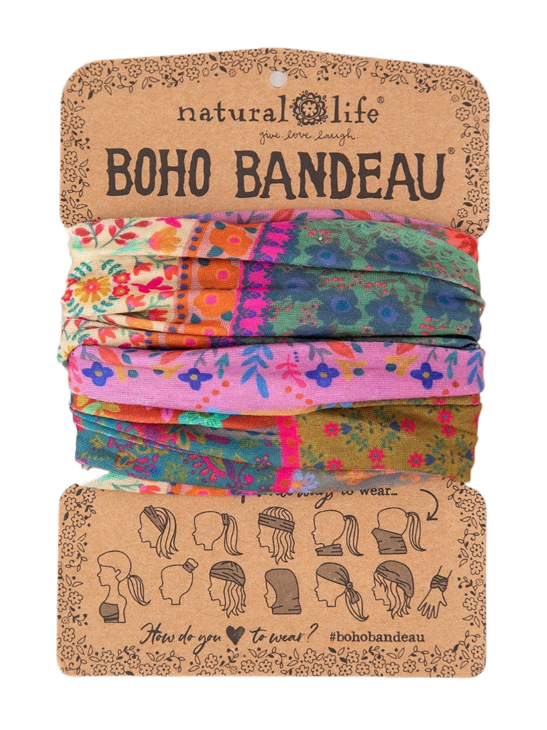 Natural Life Border Print Boho Bandeau Multi Patchwork Bandeau Natural Life   