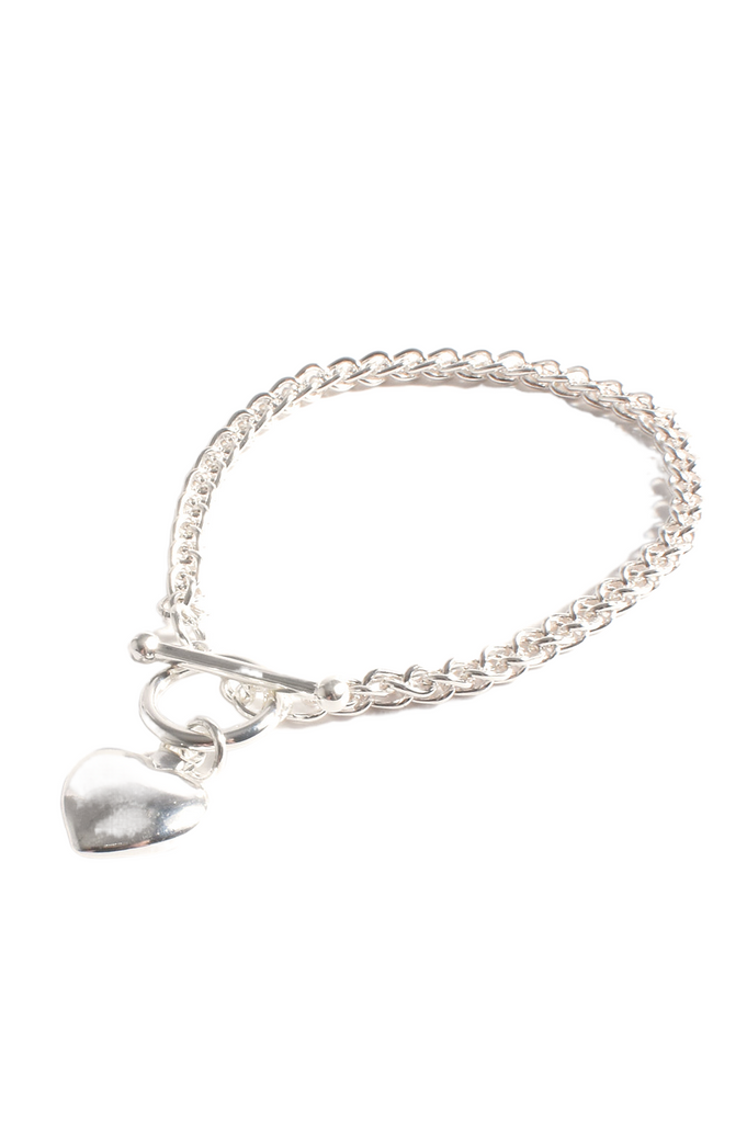 Rope Chain Heart Drop Bracelet Silver Bracelets and Bangles Adorne   