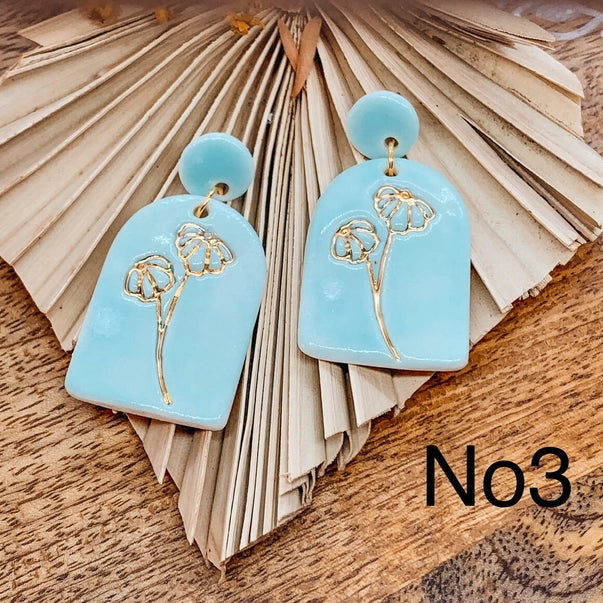 Lorelai Porcelain Earrings with Gold finish - No3 Earrings Wolf and Clay