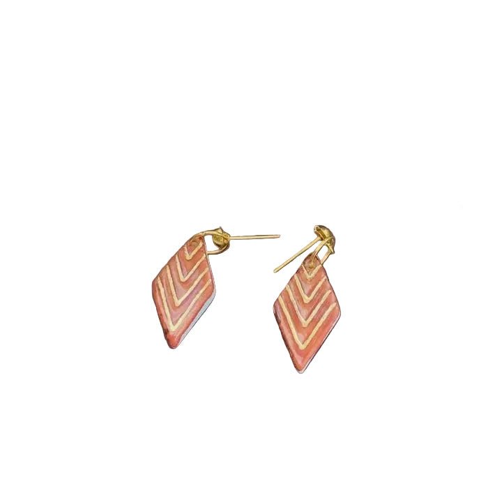 Ophelia Porcelain Earrings with Gold finish Dark Red Earrings Wolf and Clay