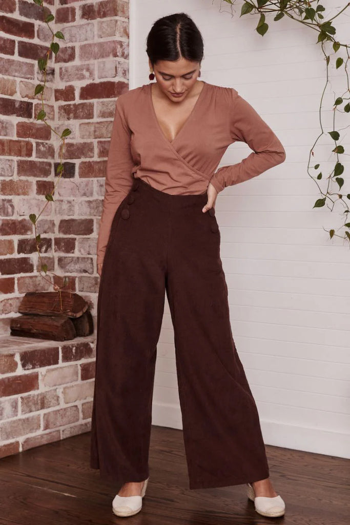 Talia Trouser Corduroy Cacao Bottoms MahaShe   