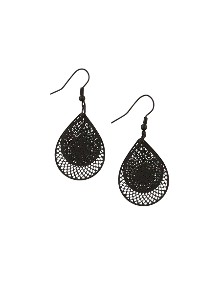 Black Tear Drop Web Earrings Earrings Tiger Tree