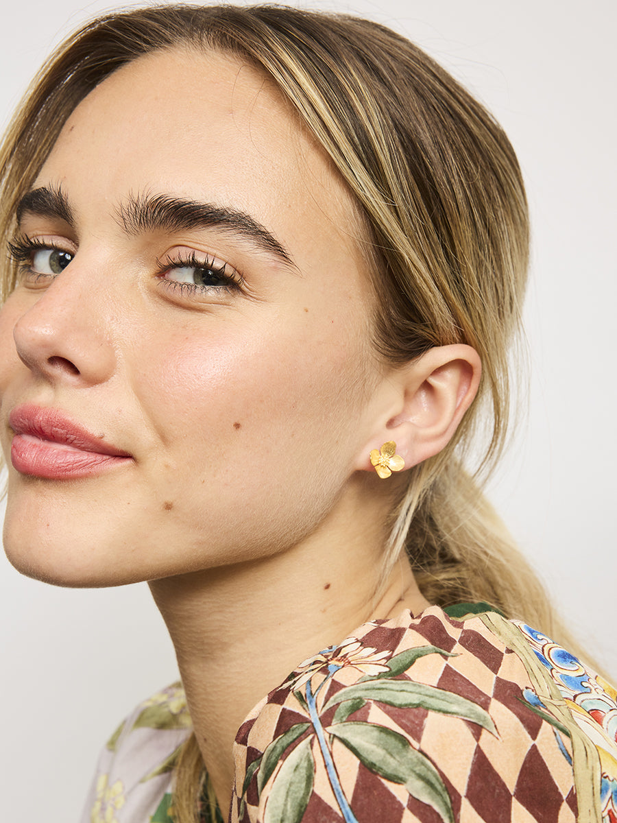 Gold Flower E/R Earrings Tiger Tree