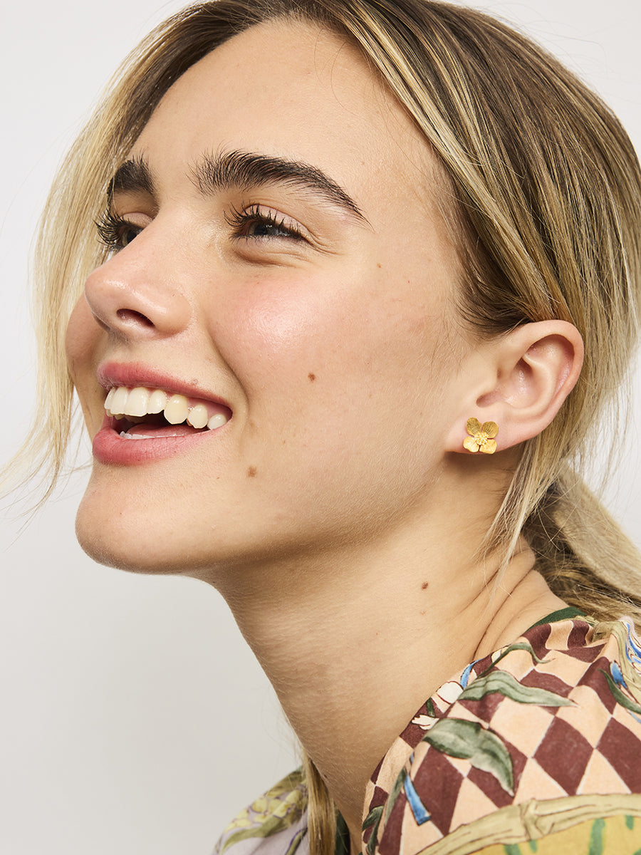 Gold Flower E/R Earrings Tiger Tree