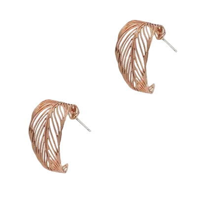 Filigree Leaf Hoop Earring Rose Gold Earrings Fabienne