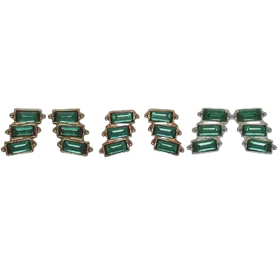 Trio Stack Crystal Earrings Pack Emerald Earrings Fabienne